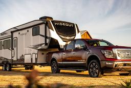 2022 Nissan Titan XD in red.